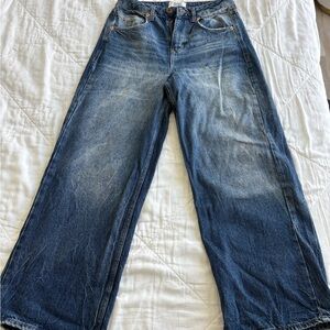 Wide-Leg Blue Jeans